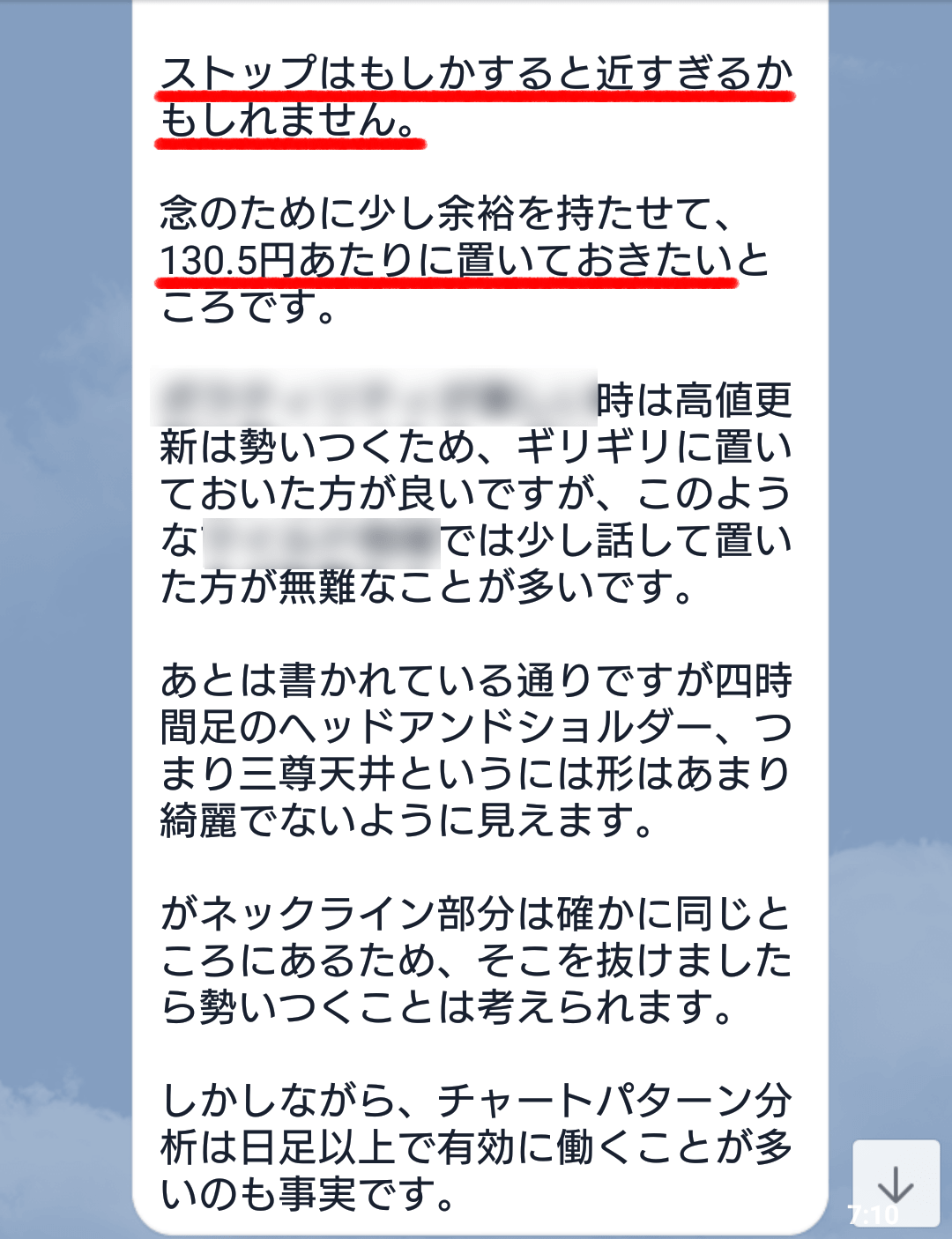 130.5円あたりに損切りを推奨